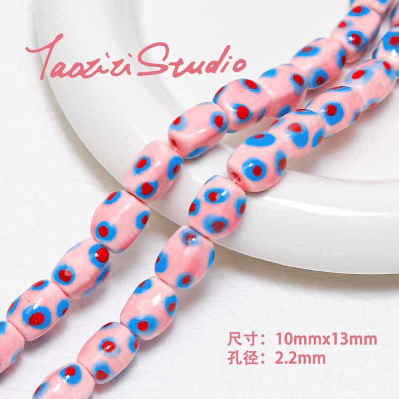 Cuentas de brocheta de cubo de tulipanes de cerámica rosa de 30 piezas al por mayor